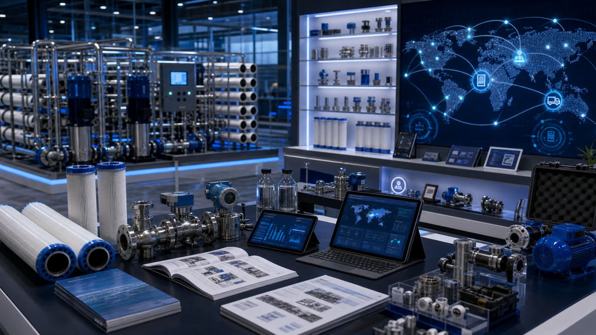 Illustration of partners coordinating maintenance data, spare parts and field-service responsibilities.