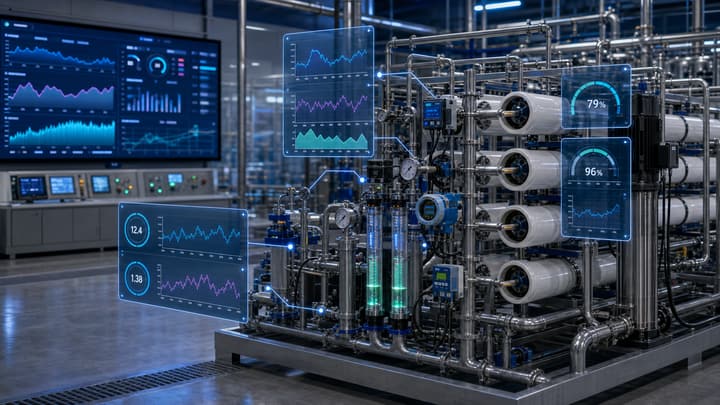 Real-time Flux & Rejection Analytics: compensating quality swings with instrument-grade discipline water treatment solution illustration