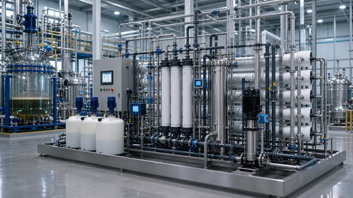 Fine chemical plants: corrosion-safe, stable process water water treatment solution illustration
