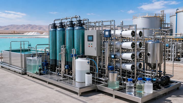 High-Efficiency Lithium Extraction from Brine: adsorption–membrane coupling from concentrated wastewaters water treatment solution illustration