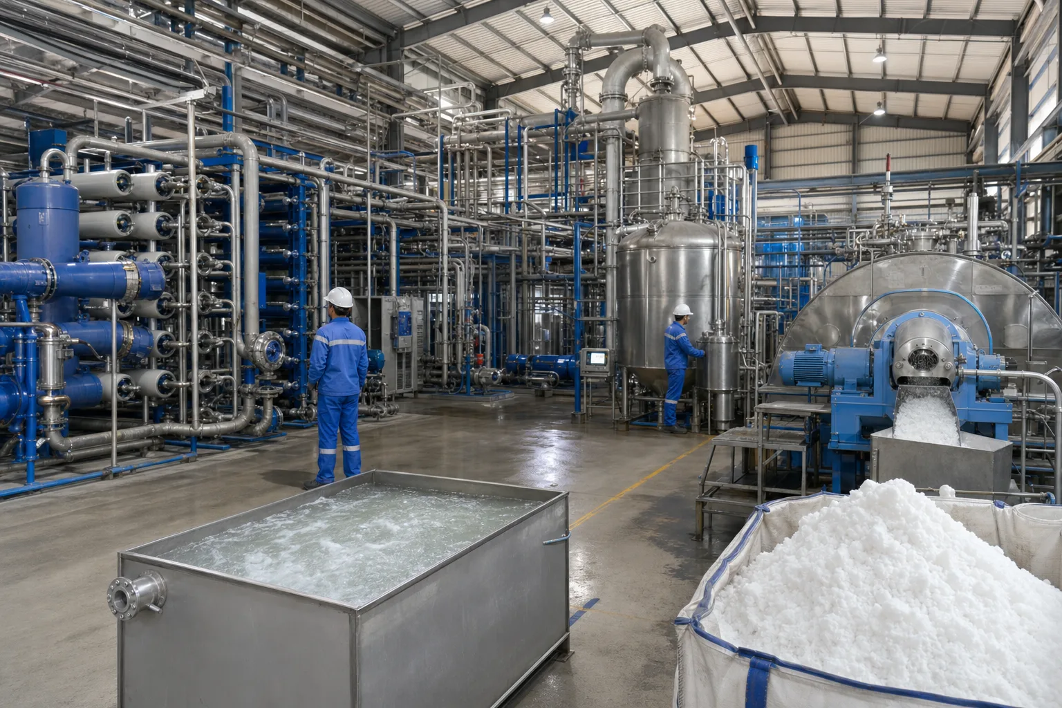 How does a ZLD system progress from membrane concentration to crystallization?